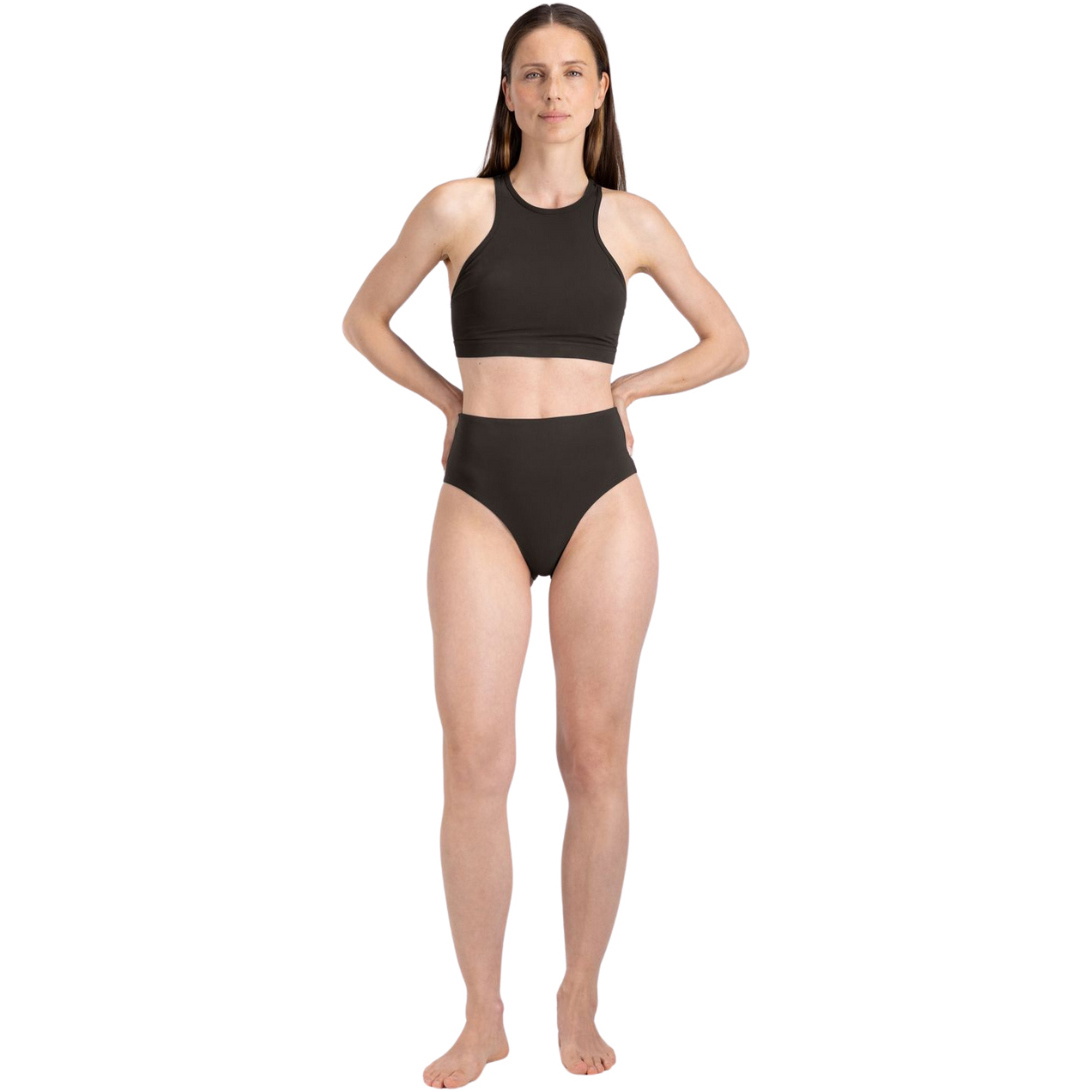 2026 Wallien Womens Bikini Top Racerfront Tie 102035001 - Coffee